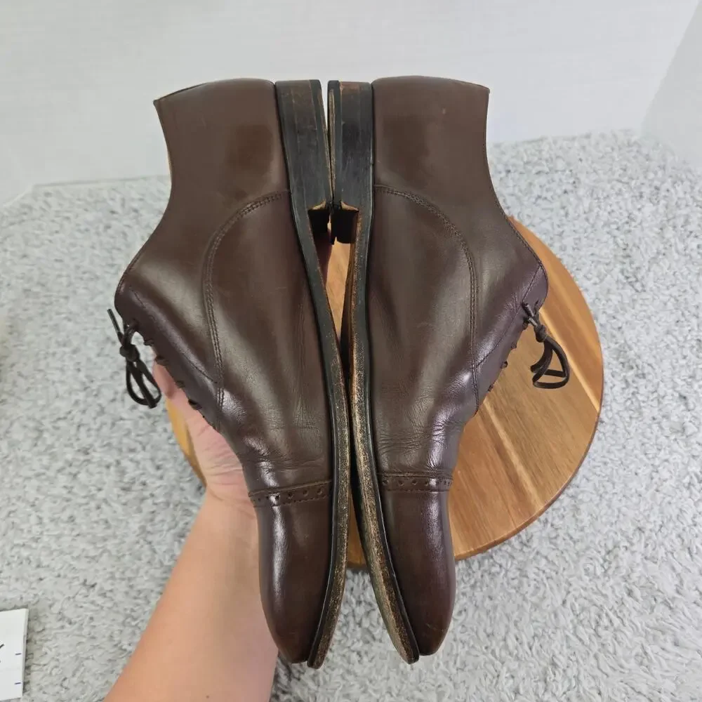 Jack Erwin Mens 11.5 Brown Leather Business Casual Cap Toe Oxford Dress Shoe